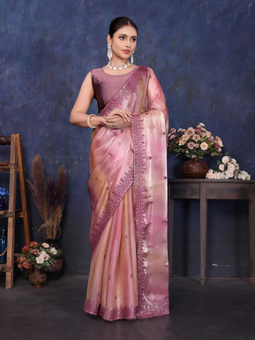 Ethnic Motifs Zari Woven Design Banarasi Saree